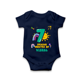 7th Month Baby Outfit | Personalized Romper/Onesie for Newborn | Milestone Gift Idea - NAVY BLUE - New Born (Chest 14")