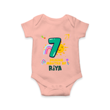 Celebrate The 7th Month Birthday Custom Romper, Personalized with your Little one's name - PEACH - 0 - 3 Months Old (Chest 16")