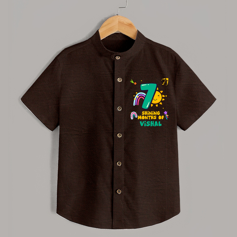 7th Month Baby Outfit | Personalized Shirt for Newborn | Milestone Gift Idea - CHOCOLATE BROWN - 0 - 6 Months Old (Chest 23")