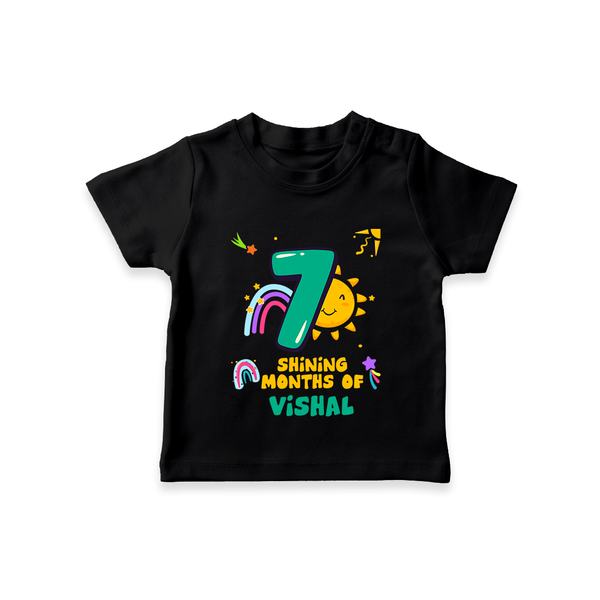 7th Month Baby Outfit | Personalized T-Shirt for Newborn | Milestone Gift Idea - BLACK - 0-5 Months Old (Chest 17")
