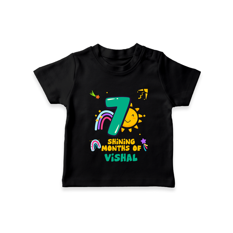 7th Month Baby Outfit | Personalized T-Shirt for Newborn | Milestone Gift Idea - BLACK - 0-5 Months Old (Chest 17")