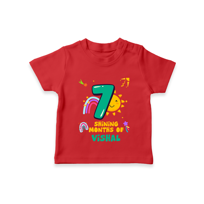 7th Month Baby Outfit | Personalized T-Shirt for Newborn | Milestone Gift Idea - RED - 0-5 Months Old (Chest 17")