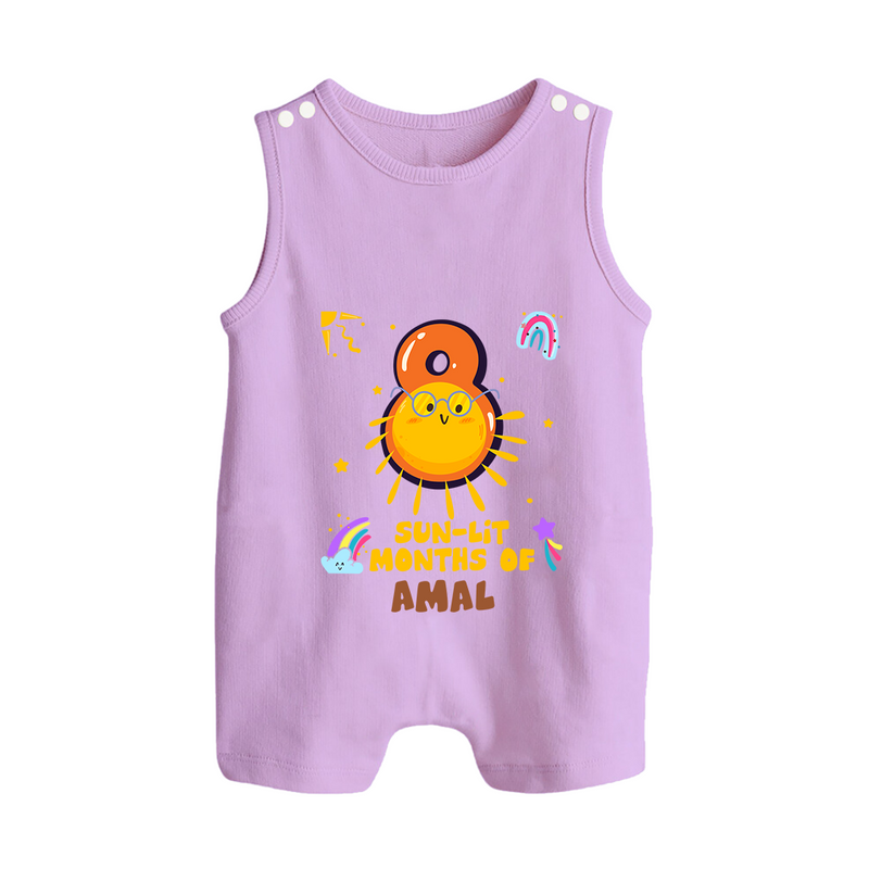 8th Month Baby Outfit | Personalized Romper Suit/ Sleeveless Romper for Newborn | Milestone Gift Idea - LILAC - 0 - 5 Months Old (Chest 18")