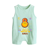 8th Month Baby Outfit | Personalized Romper Suit/ Sleeveless Romper for Newborn | Milestone Gift Idea - MINT GREEN - 0 - 5 Months Old (Chest 18")