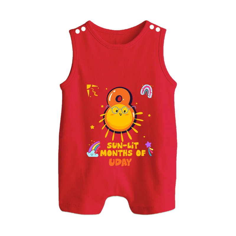 Mark Your BabyÕs 8-Month Celebration With Our Customized Baby Romper Suit, Made For Joyful Celebrations - RED - 0 - 5 Months Old (Chest 18")