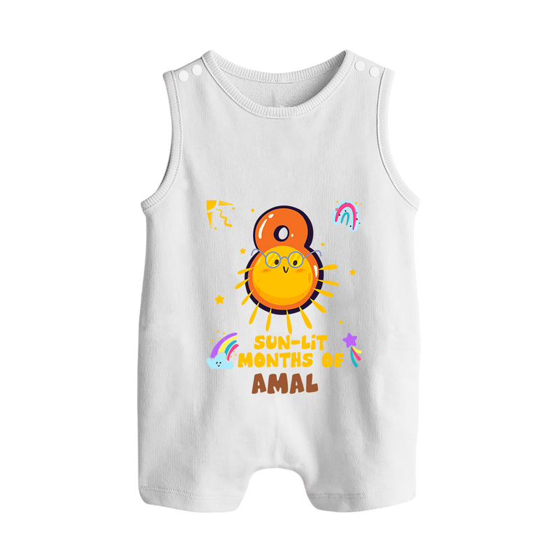8th Month Baby Outfit | Personalized Romper Suit/ Sleeveless Romper for Newborn | Milestone Gift Idea - WHITE - 0 - 5 Months Old (Chest 18")