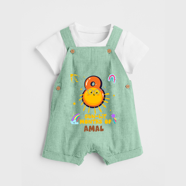 8th Month Baby Outfit | Personalized Dungaree Set for Newborn | Milestone Gift Idea - MINT GREEN - 0 - 5 Months Old (Chest 18")