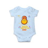 Mark Your BabyÕs 8-Month Celebration With Our Customized Baby Romper, Made For Joyful Celebrations - BABY BLUE - 0 - 3 Months Old (Chest 16")