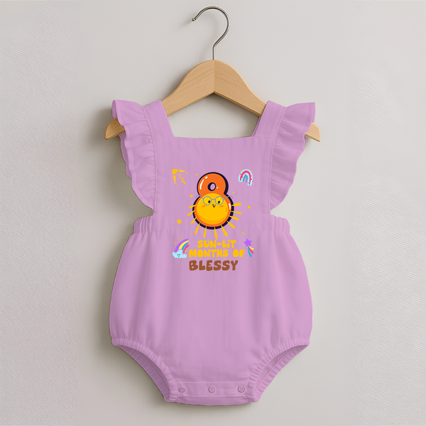 8th Month Baby Outfit | Personalized Romper Frock for Newborn | Milestone Gift Idea - BABY PINK - 0 - 3 Months Old (Chest 19")