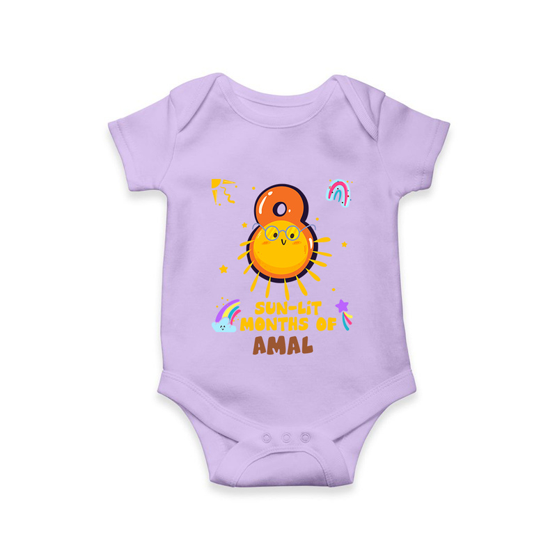 8th Month Baby Outfit | Personalized Romper/Onesie for Newborn | Milestone Gift Idea - LILAC - New Born (Chest 14")