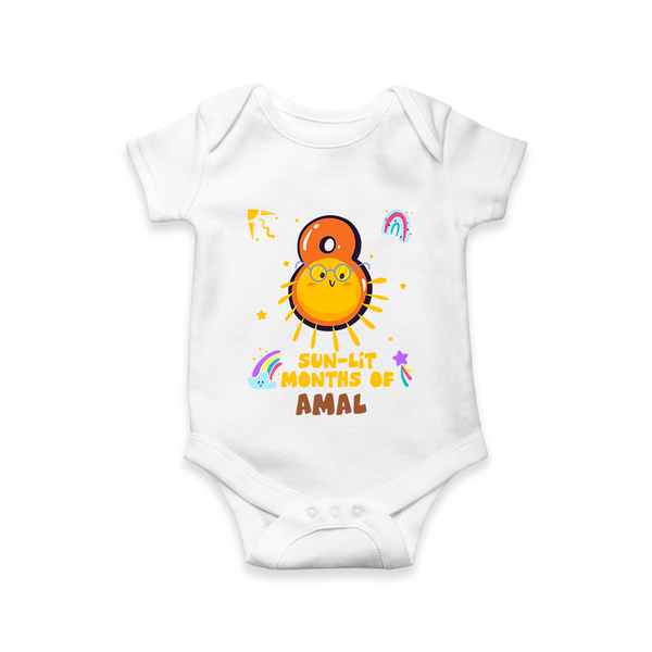 8th Month Baby Outfit | Personalized Romper/Onesie for Newborn | Milestone Gift Idea - WHITE - New Born (Chest 14")
