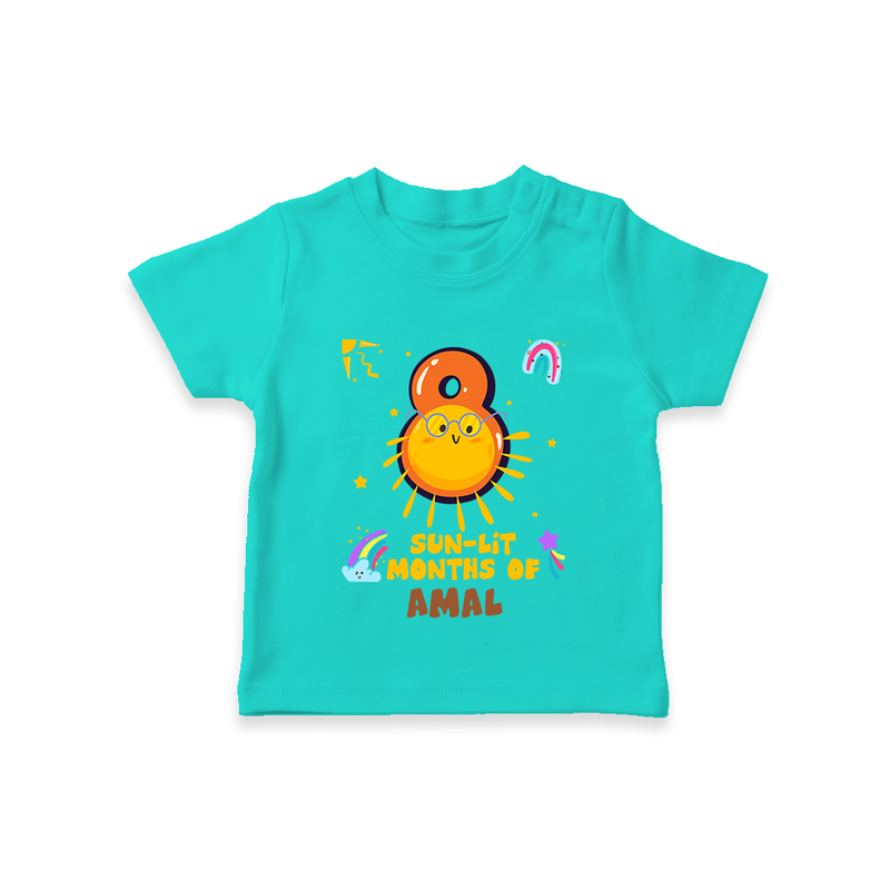 8th Month Baby Outfit | Personalized T-Shirt for Newborn | Milestone Gift Idea - TEAL - 0-5 Months Old (Chest 17")