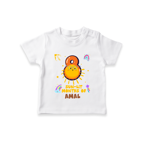 8th Month Baby Outfit | Personalized T-Shirt for Newborn | Milestone Gift Idea - WHITE - 0-5 Months Old (Chest 17")