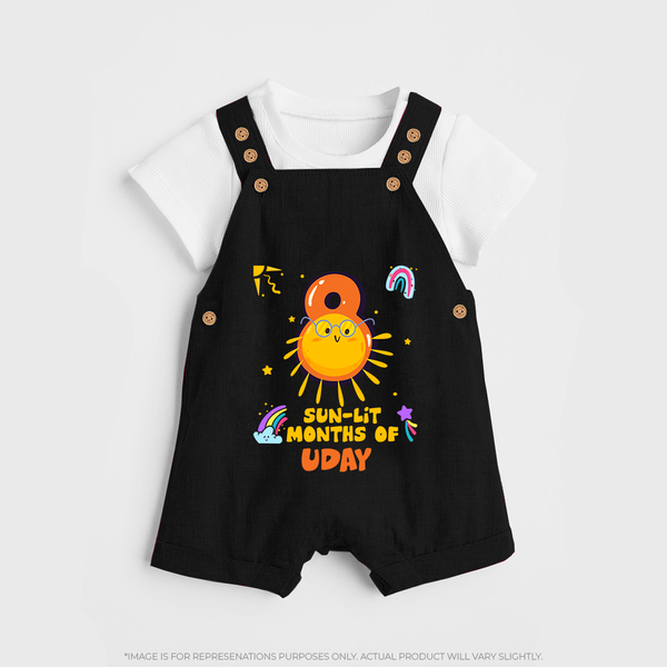 8th Month Baby Outfit | Personalized Dungaree Set for Newborn | Milestone Gift Idea - BLACK - 0 - 5 Months Old (Chest 18")