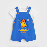 8th Month Baby Outfit | Personalized Dungaree Set for Newborn | Milestone Gift Idea - COBALT BLUE - 0 - 5 Months Old (Chest 18")