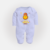 Mark Your BabyÕs 8-Month Celebration With Our Customized Baby Sleep Suit, Made For Joyful Celebrations - BABY BLUE - New Born (Chest 7.5")