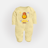 Mark Your BabyÕs 8-Month Celebration With Our Customized Baby Sleep Suit, Made For Joyful Celebrations - PASTEL YELLOW - New Born (Chest 7.5")