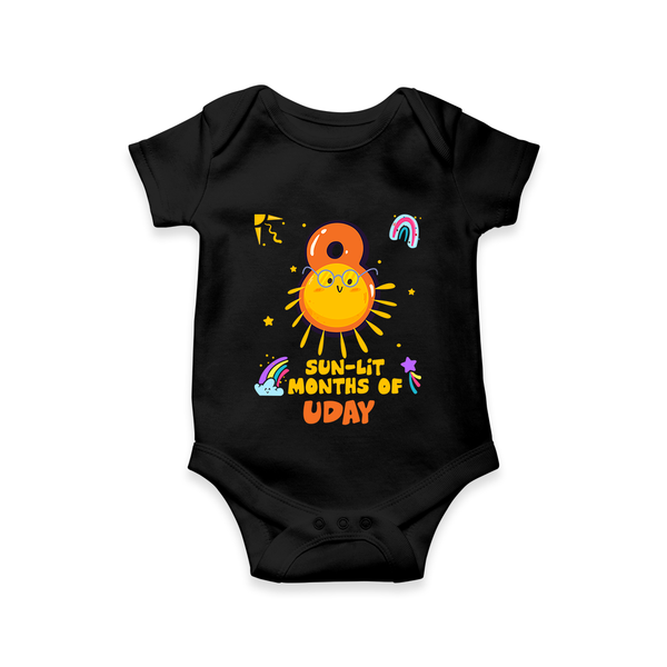 8th Month Baby Outfit | Personalized Romper/Onesie for Newborn | Milestone Gift Idea - BLACK - New Born (Chest 14")