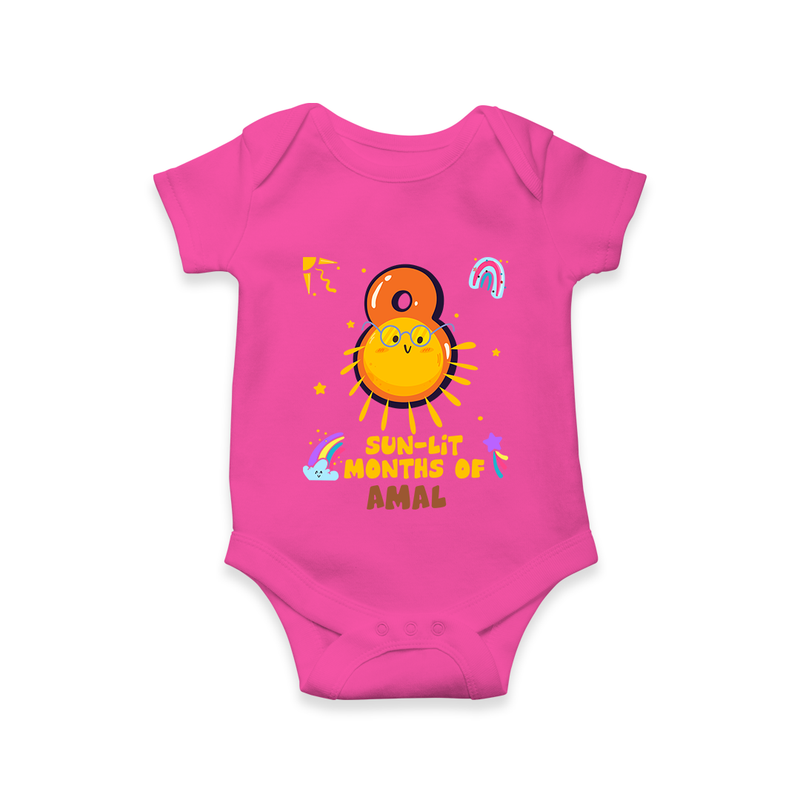 Mark Your BabyÕs 8-Month Celebration With Our Customized Baby Romper, Made For Joyful Celebrations - HOT PINK - 0 - 3 Months Old (Chest 16")