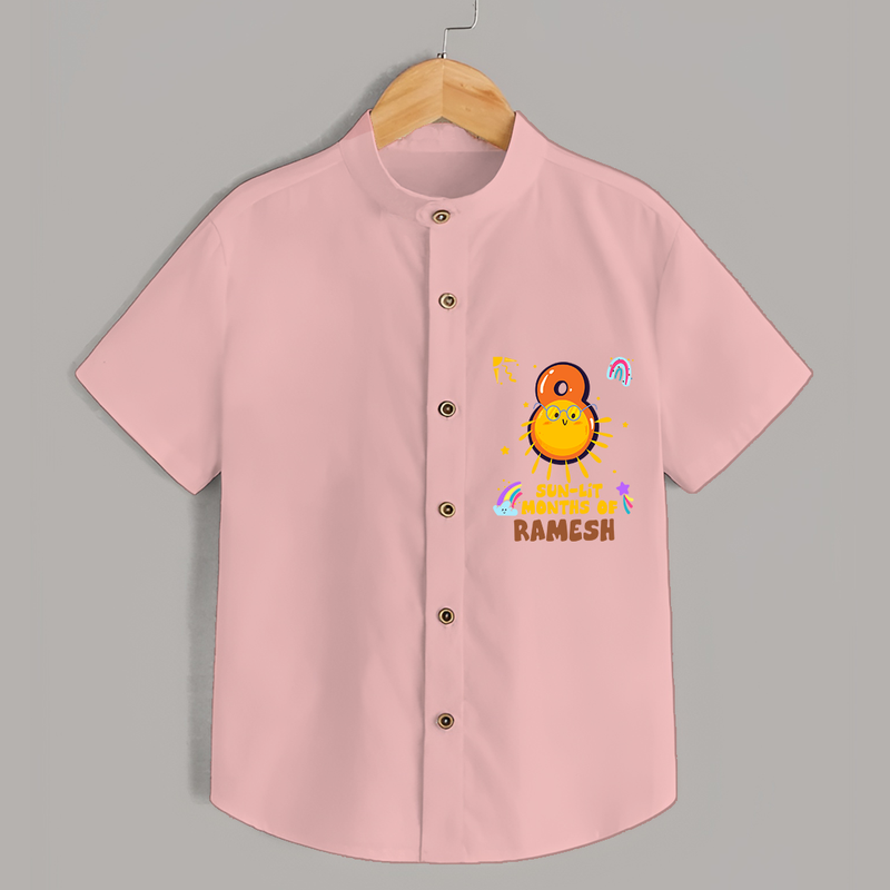 Celebrate The 8th Month Birthday Custom Shirt, Personalized with your Little one's name - PEACH - 0 - 6 Months Old (Chest 21")