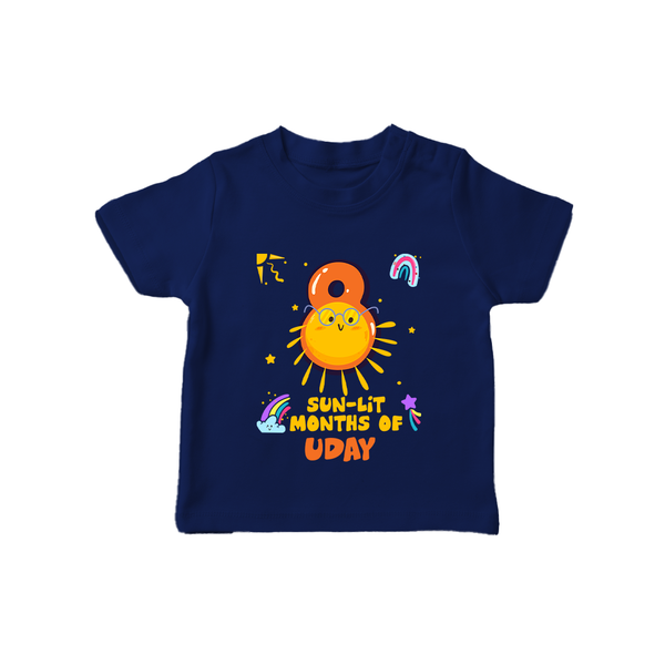 8th Month Baby Outfit | Personalized T-Shirt for Newborn | Milestone Gift Idea - NAVY BLUE - 0-5 Months Old (Chest 17")