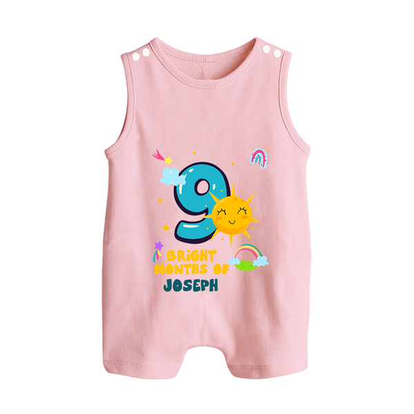 9th Month Baby Outfit | Personalized Romper Suit/ Sleeveless Romper for Newborn | Milestone Gift Idea - BABY PINK - 0 - 5 Months Old (Chest 18")