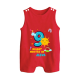 Mark Your BabyÕs 9-Month Celebration With Our Customized Baby Romper Suit, Made For Joyful Celebrations - RED - 0 - 5 Months Old (Chest 18")