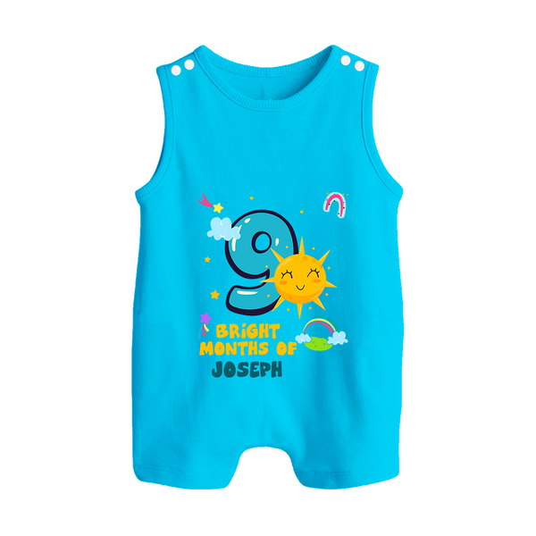 9th Month Baby Outfit | Personalized Romper Suit/ Sleeveless Romper for Newborn | Milestone Gift Idea - SKY BLUE - 0 - 5 Months Old (Chest 18")