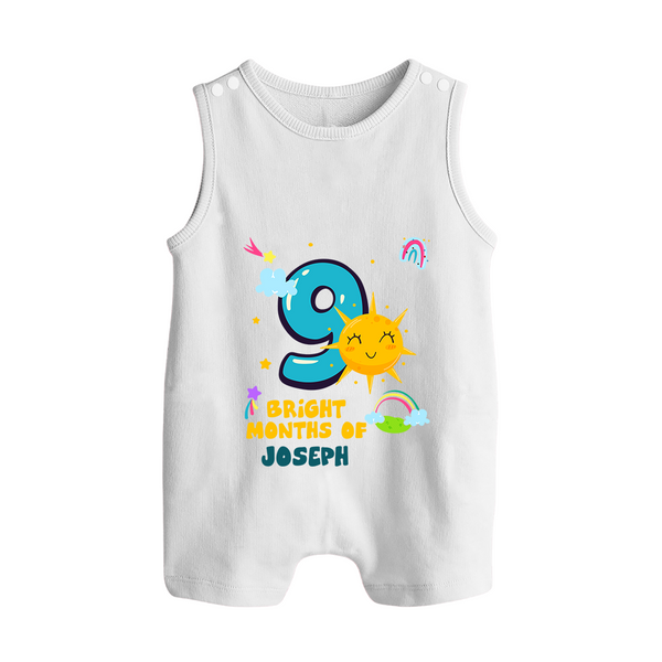 9th Month Baby Outfit | Personalized Romper Suit/ Sleeveless Romper for Newborn | Milestone Gift Idea - WHITE - 0 - 5 Months Old (Chest 18")
