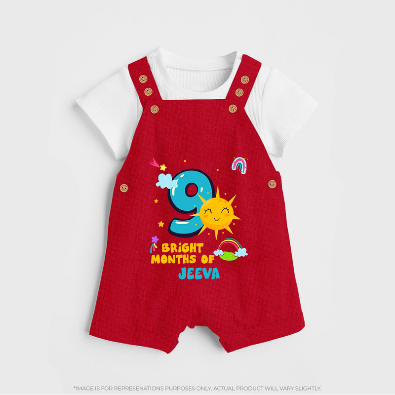 Mark Your BabyÕs 9-Month Celebration With Our Customized Baby Dungaree Set, Made For Joyful Celebrations - RED - 0 - 5 Months Old (Chest 18")