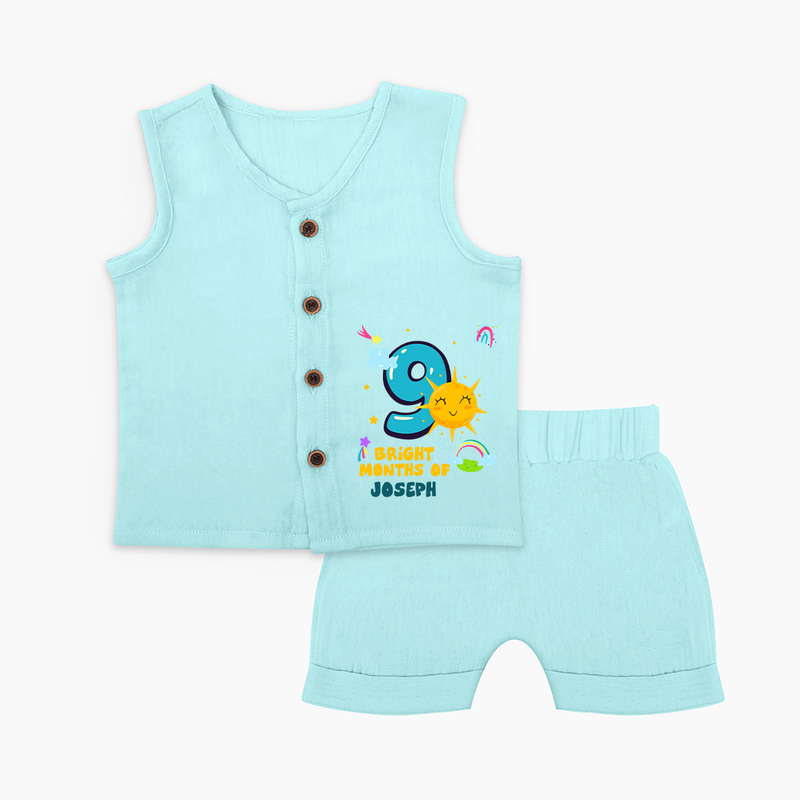 9th Month Baby Outfit | Personalized Jabla Set for Newborn | Milestone Gift Idea - BABY BLUE - 0 - 3 Months Old (Chest 9.8")