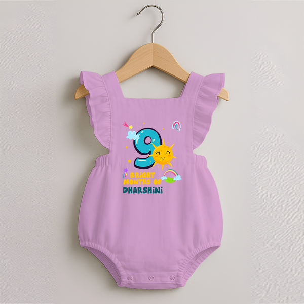 9th Month Baby Outfit | Personalized Romper Frock for Newborn | Milestone Gift Idea - BABY PINK - 0 - 3 Months Old (Chest 19")
