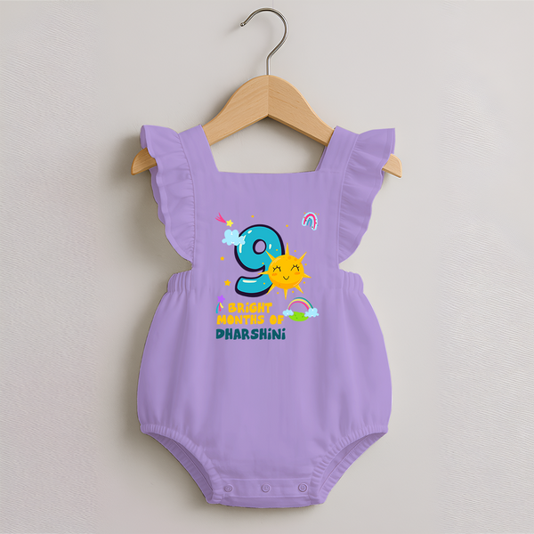 9th Month Baby Outfit | Personalized Romper Frock for Newborn | Milestone Gift Idea - LILAC - 0 - 3 Months Old (Chest 19")