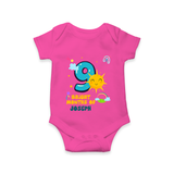 9th Month Baby Outfit | Personalized Romper/Onesie for Newborn | Milestone Gift Idea - HOT PINK - New Born (Chest 14")