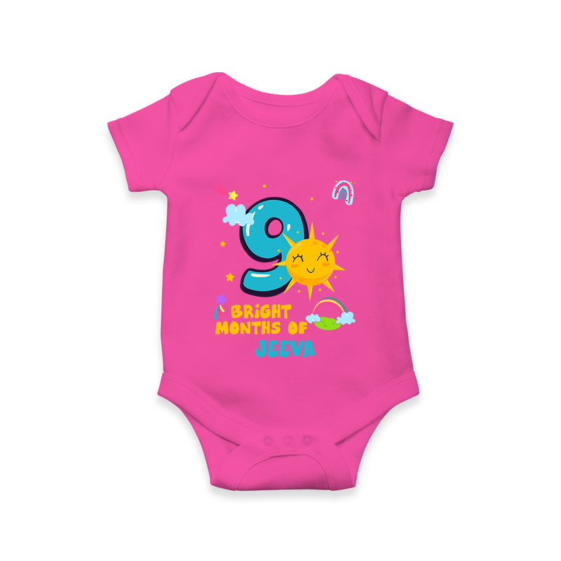 Mark Your BabyÕs 9-Month Celebration With Our Customized Baby Romper, Made For Joyful Celebrations - HOT PINK - 0 - 3 Months Old (Chest 16")