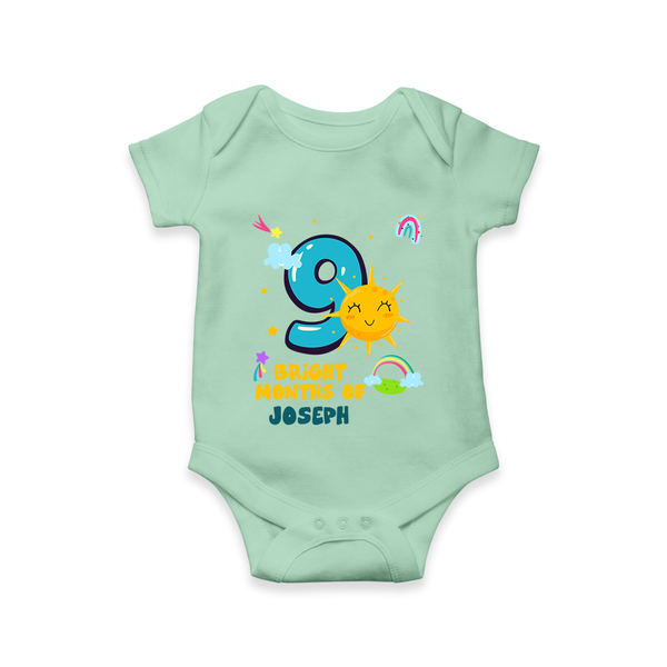 9th Month Baby Outfit | Personalized Romper/Onesie for Newborn | Milestone Gift Idea - MINT GREEN - New Born (Chest 14")