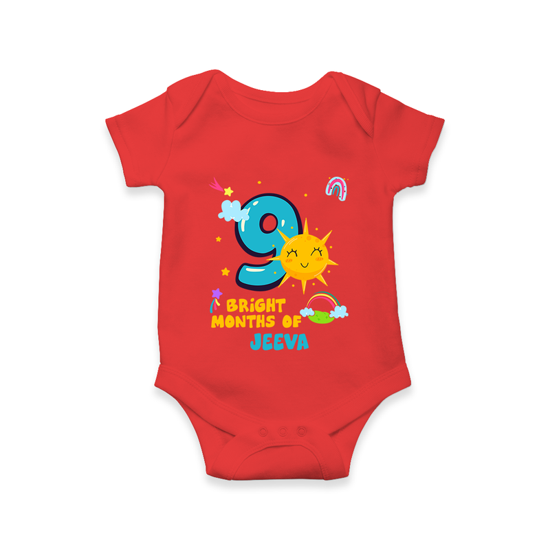 Mark Your BabyÕs 9-Month Celebration With Our Customized Baby Romper, Made For Joyful Celebrations - RED - 0 - 3 Months Old (Chest 16")