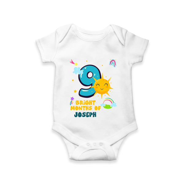 9th Month Baby Outfit | Personalized Romper/Onesie for Newborn | Milestone Gift Idea - WHITE - New Born (Chest 14")