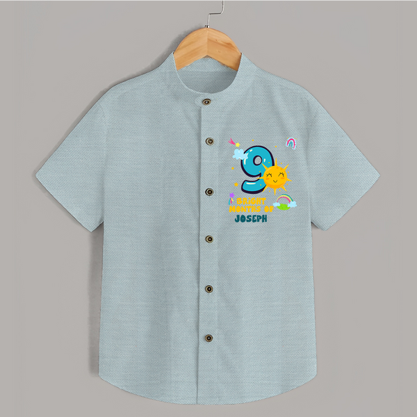 9th Month Baby Outfit | Personalized Shirt for Newborn | Milestone Gift Idea - ARCTIC BLUE - 0 - 6 Months Old (Chest 23")