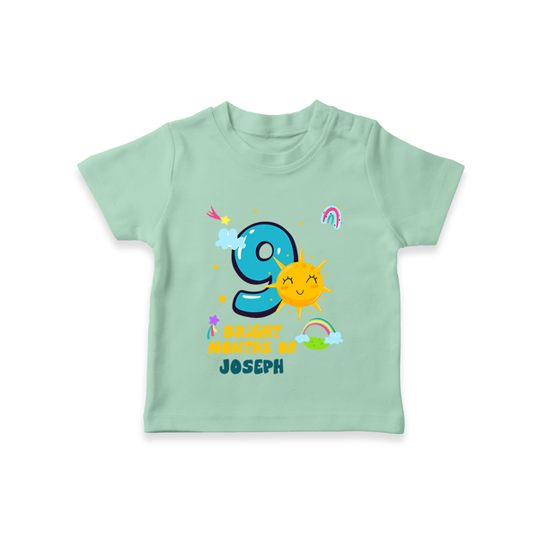9th Month Baby Outfit | Personalized T-Shirt for Newborn | Milestone Gift Idea - MINT GREEN - 0-5 Months Old (Chest 17")