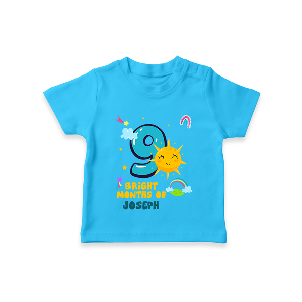 9th Month Baby Outfit | Personalized T-Shirt for Newborn | Milestone Gift Idea - SKY BLUE - 0-5 Months Old (Chest 17")