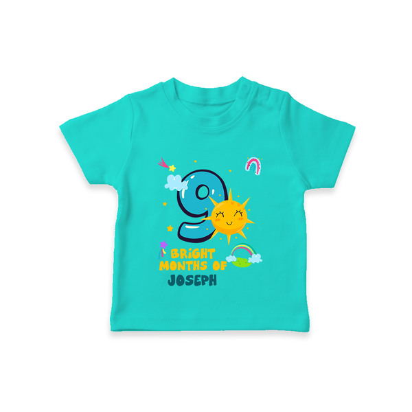 9th Month Baby Outfit | Personalized T-Shirt for Newborn | Milestone Gift Idea - TEAL - 0-5 Months Old (Chest 17")