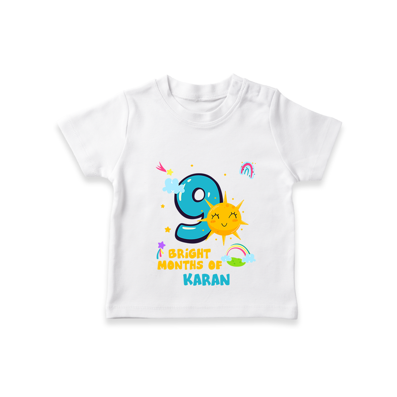Celebrate The 9th Month Birthday with Personalized T-Shirt - WHITE - 0 - 5 Months Old (Chest 17")