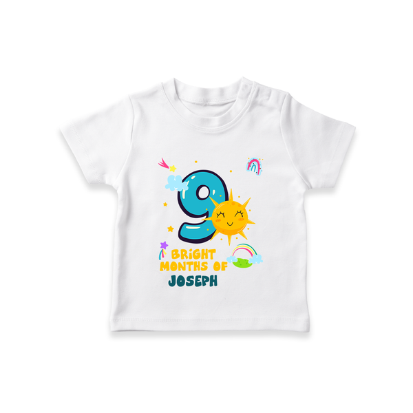 9th Month Baby Outfit | Personalized T-Shirt for Newborn | Milestone Gift Idea - WHITE - 0-5 Months Old (Chest 17")
