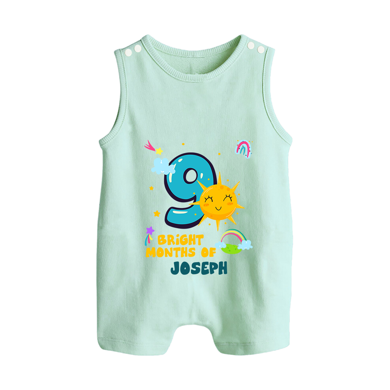 Mark Your BabyÕs 9-Month Celebration With Our Customized Baby Romper Suit, Made For Joyful Celebrations - MINT GREEN - 0 - 5 Months Old (Chest 18")