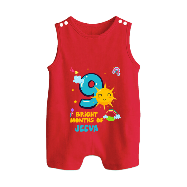 9th Month Baby Outfit | Personalized Romper Suit/ Sleeveless Romper for Newborn | Milestone Gift Idea - RED - 0 - 5 Months Old (Chest 18")
