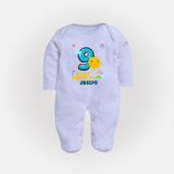 Mark Your BabyÕs 9-Month Celebration With Our Customized Baby Sleep Suit, Made For Joyful Celebrations - BABY BLUE - New Born (Chest 7.5")