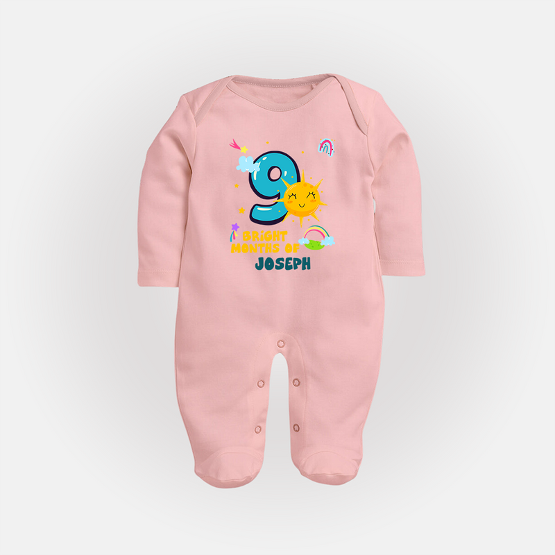 Mark Your BabyÕs 9-Month Celebration With Our Customized Baby Sleep Suit, Made For Joyful Celebrations - BABY PINK - New Born (Chest 7.5")