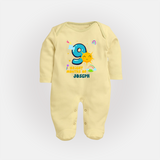 Mark Your BabyÕs 9-Month Celebration With Our Customized Baby Sleep Suit, Made For Joyful Celebrations - PASTEL YELLOW - New Born (Chest 7.5")