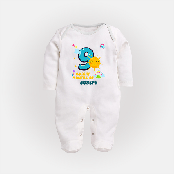 Mark Your BabyÕs 9-Month Celebration With Our Customized Baby Sleep Suit, Made For Joyful Celebrations - WHITE - New Born (Chest 7.5")